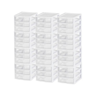Sterilite Clearview Plastic Multipurpose Small 3 Drawer Desktop Storage Organization Unit for Home, Classrooms, or Office Spaces