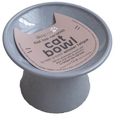 Dexypaws: Flat Top Ceramic Cat Bowl, Grey, 7.5oz, Pet Feeding Dish