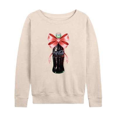 Women's - Coca-Cola - Vintage Coquette Bottle Lightweight French Terry Wide Neck Long Sleeve Graphic Shirt