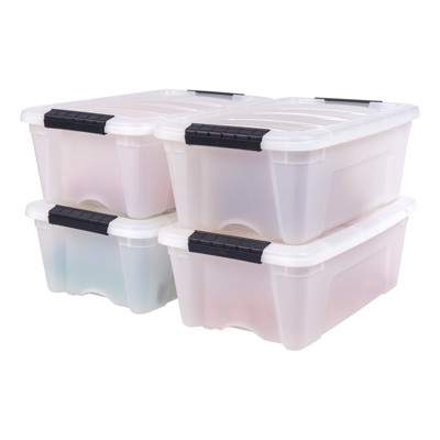 IRIS 12.75qt Plastic Storage Bins with Lids and Secure Latching Buckles - 4 Pack