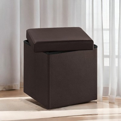 SONGMICS Storage Ottoman Bench Leather Ottoman with Storage