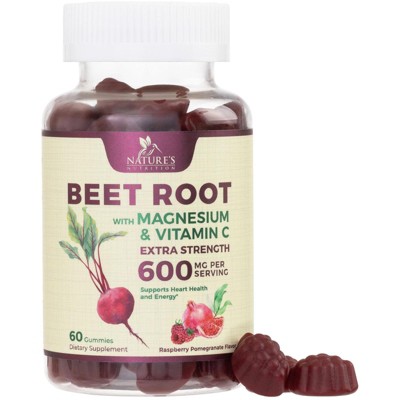 Beets Soft Chews Gummies with Beetroot & Magnesium - Circulation Support - 60 Gummies By Nature's Nutrition