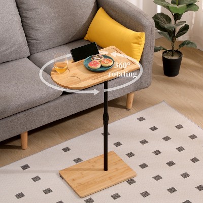 Syemin Patio End Tables, Modern Accent End Table Coffee Table with Metal Leg for Living Room, Bedroom and Office, Brown, 16.54"*9.84"*30.11"