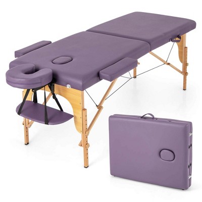 Costway 84" Portable & Foldable Massage Salon Spa Facial Care Tattoo Bed with Carrying Bag Black/Purple/Red