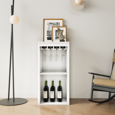 Gulches Brown Walnut Modular Wine Bar Cabinet with Hutch Buffet Storage for Dining Room, Multi Room Versatility
