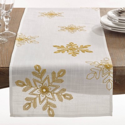 16" X 54" Snowflake Runner Gold - SARO Lifestyle