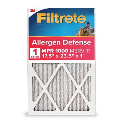 Filtrete 17.5x23.5x1 Allergen Defense Air Filter 1000 MPR: MERV 11, Electrostatic, Captures Dust & Pollen, 3-Month Use