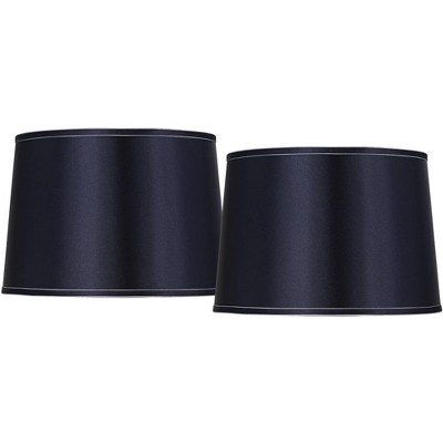 Springcrest Set of 2 Drum Lamp Shades Dark Navy Blue Medium 14" Top x 16" Bottom x 11" High Spider Replacement Harp Finial Fitting