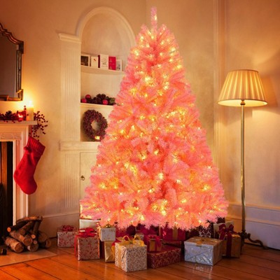 HOMDOX 6ft Pre-lit Artificial Christmas Tree, Premium Hinged Artificial Pine Lighted Holiday Tree w/ 1477 Dense Branch Tips, 250 Lights, Base