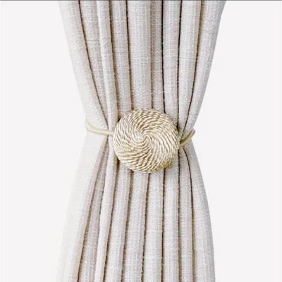Elegant Woven Round Magnetic Curtain Tieback - Tree City