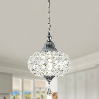 Bella Depot Modern Silver Crystal Chandelier Luxury Dimmable Metal Pendant Light for Hallway, Kitchen Island