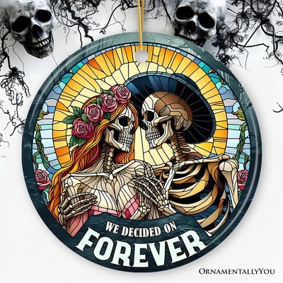 Artistic Skeleton Couple We Decided On Forever Ornament, Gothic Christmas Gift for Lovers| OrnamentallyYou