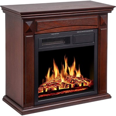 Kismile 26" Electric Fireplace with Mantel,Electric Fireplace TV Stand,Adjustable Realistic LED Flame with Remote Control