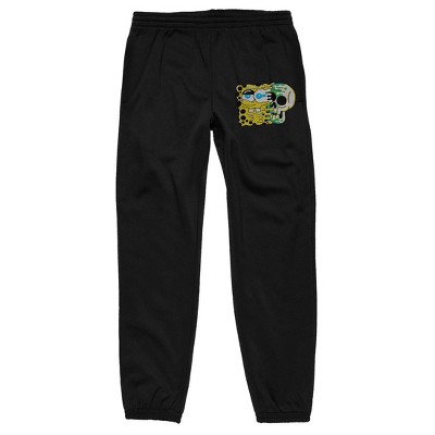 Spongebob Squarepants Character With Skull Men's Black Graphic Joggers
