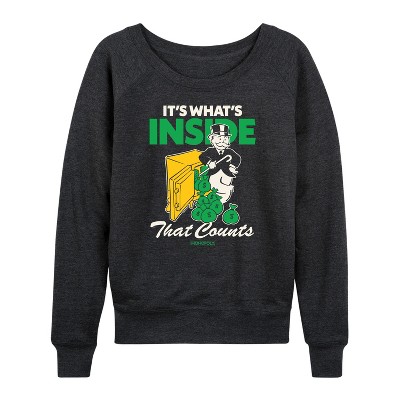 Women's - Monopoly - Its Whats Inside That Counts Lightweight French Terry Wide Neck Long Sleeve Graphic Shirt