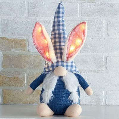 The Lakeside Collection Blue and White Plaid Easter Collection - Larry the Gnome