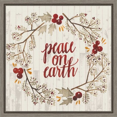 Amanti Art Rustic Christmas Wreath V by Grace Popp Canvas Wall Art Print Framed 16 x 16-in.