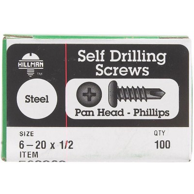 Hillman No. 6-20 X 1/2 in. L Phillips Pan Head Self- Drilling Screws 100 pk