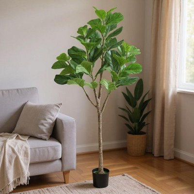 GustoWave 5FT Artificial Lifelike Fake Palm Plant for Home & Office Decor, No Maintenance, Fade-Resistant, Adjustable Branch, Perfect