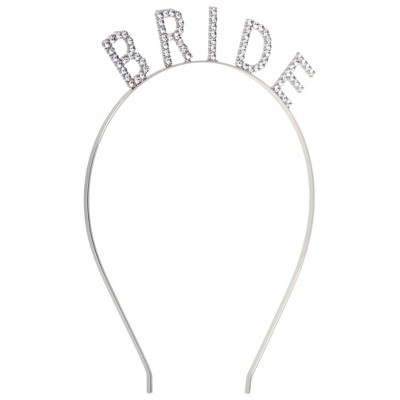 Unique Bargains Women's Elegant Bride Letter Headband 6.69"x4.72" Silver Tone 1 Pc