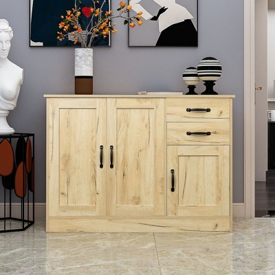 Kumasinova 31.1"Modern Buffet Sideboard for Kitchen,Dining Room Console Cabinet with 2 Drawers&2 Doors,Wooden Buffet Server with Metal Handle