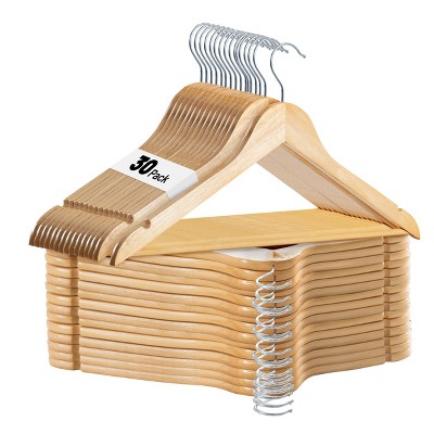 Lux Decor Wooden Hangers Premium Clothe Hangers with 360 Swivel Hook & Shoulder Grooves for Dress Pent & Wardrobe Organizer- Pack of 20/30 (Natural)
