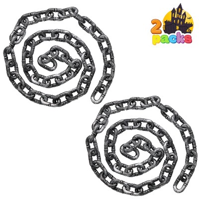 2 PCS Halloween Prop Chains 6 Feet Plastic Chains Props Fake Chain Link for Costume Party Decoration Dress-up Party Halloween Cosplay Accessories