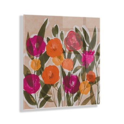 23" x 23" Spring Bouquet by Amy Lighthall Floating Acrylic Wall Canvas: Modern Home Decor Art - Kate & Laurel All Things Decor
