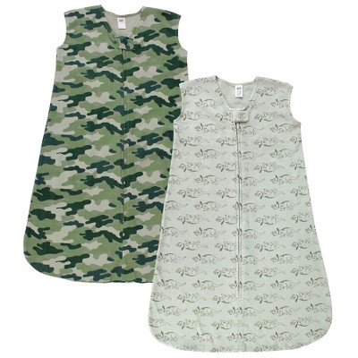 Hudson Baby Infant Boy Thermal Sleeveless Sleeping Bag 2pk, Sage Dinosaur