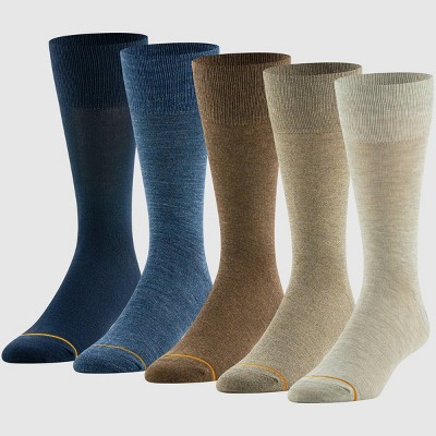 Goldtoe Signature Collection Men's Comfort Top Flat Knit Crew Socks 5pk - 6-12.5