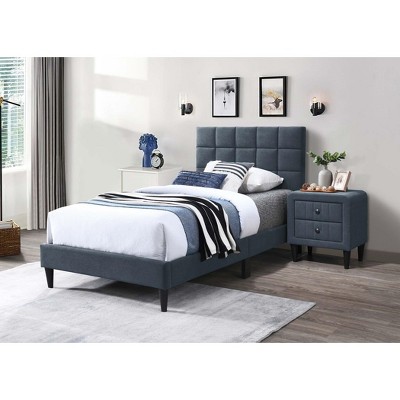 NicBex Twin Size Velvet Upholstered Platform Bed with Wooden Slatted Frame,Modern Small Bed Frame for Bedroom,Kids Room