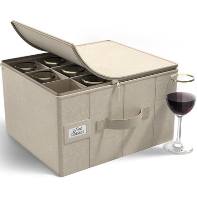 Sorbus Stemware Storage Case - with Hard Shell, Dividers and Handle - Stemware Storage Containers Holds 12