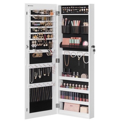 SONGMICS Jewelry Cabinet Storage Wall-Mounted Jewelry Organizer Armoire Full-Length Mirror