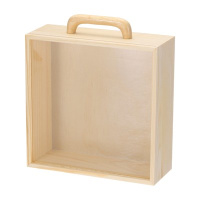 Unique Bargains Unfinished Wooden Display Case with Acrylic Handle for Collectibles