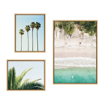 23" x 33" (Set of 3) Sylvie Tropical Beach Framed Wall Canvas Set - Kate & Laurel All Things Decor