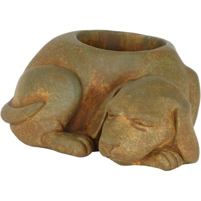 Classic Home and Garden Cement Buddies Indoor/Outdoor Planter with Drainage Hole, Sleeping Dog