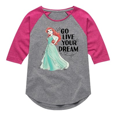 Girls' - Disney - Go Live Your Dream Shirt Tail Raglan Graphic T-shirt