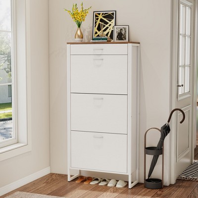 Bella Depot 25.59''W Storage Shoe Cabinet with 3 Flip Drawers, Slim Freestanding Storage Racks for Entryway, Hallway
