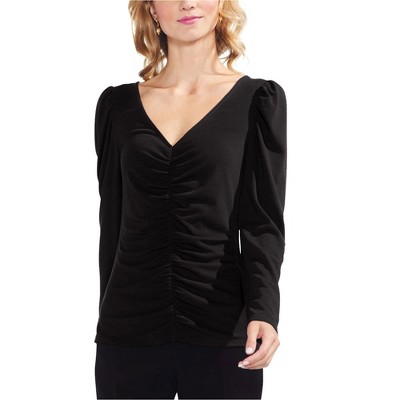 Vince Camuto Womens Shoulder Cinched Pullover Blouse