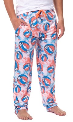Seven Times Six Grateful Dead Men's Allover Steal Your Face Logo Tie Dye Adult Pajama Pants Multicolored