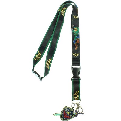 The Legend of Zelda Lanyard with 3D Rubber Shield Keychain and Clear ID Holder