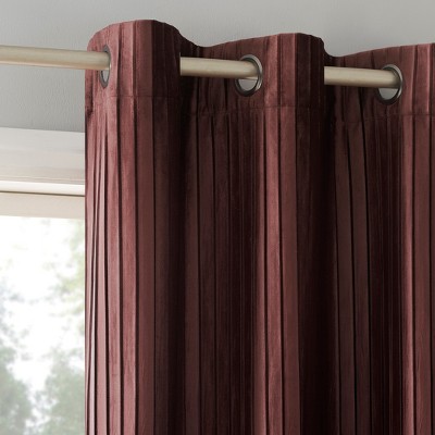 Sun Zero Blackout Cascade Pleated Velvet Grommet Curtain Panel