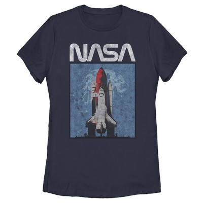 Women's NASA Logo Shuttle Rocket Ship Poster Style T-Shirt