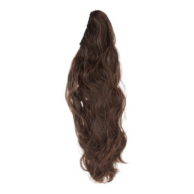 Unique Bargains Women's Nature Long Hair Ponytail Wig Clip 21.65inch Light Brown 1 Pc