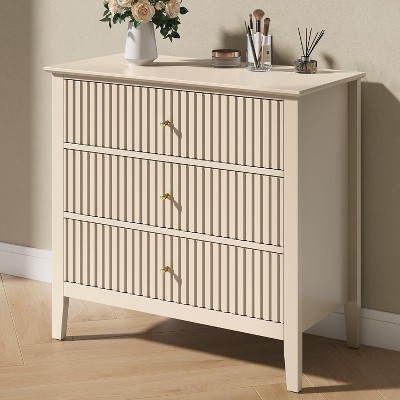 Heynemo 3 Drawer Dresser, Painted 30 Inch Tall Wood Nightstand with Storage, Wide Modern Chest of Drawers with Ball Bearing Slide