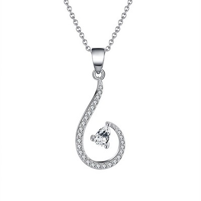 Angel Tear Pendant Necklace for Women Heart Cut CZ Sterling Silver Ginger Lyne Collection