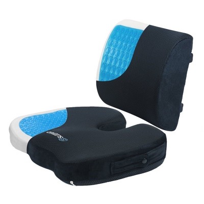 Refurbished Sleepavo Memory Foam Cooling Gel Seat Cushion for Office Chair - Back & Butt Pillow for Sciatica Tailbone Coccyx - Lumbar Support Pillow