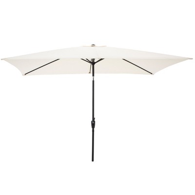 Pure Garden 10-ft Rectangular Patio Umbrella - Easy Crank Sun Shade with Push Button Tilt for Outdoor Furniture, Deck, Backyard, or Pool
