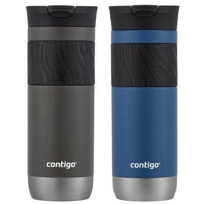 Contigo Byron 2.0 Stainless Steel Travel Mug with SNAPSEAL Lid and Grip, 20 oz, Sake & Blue Corn, 2-Pack