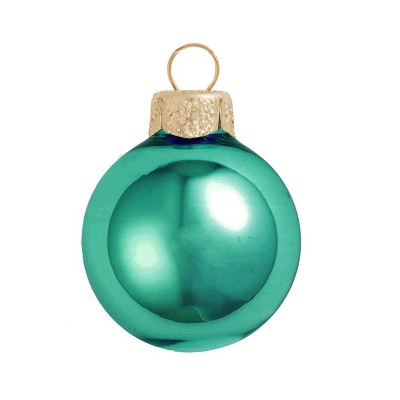 Northlight Petite Shiny Finish Glass Christmas Ball Ornaments - 1.25" (30mm) - Turquoise Green - 40ct